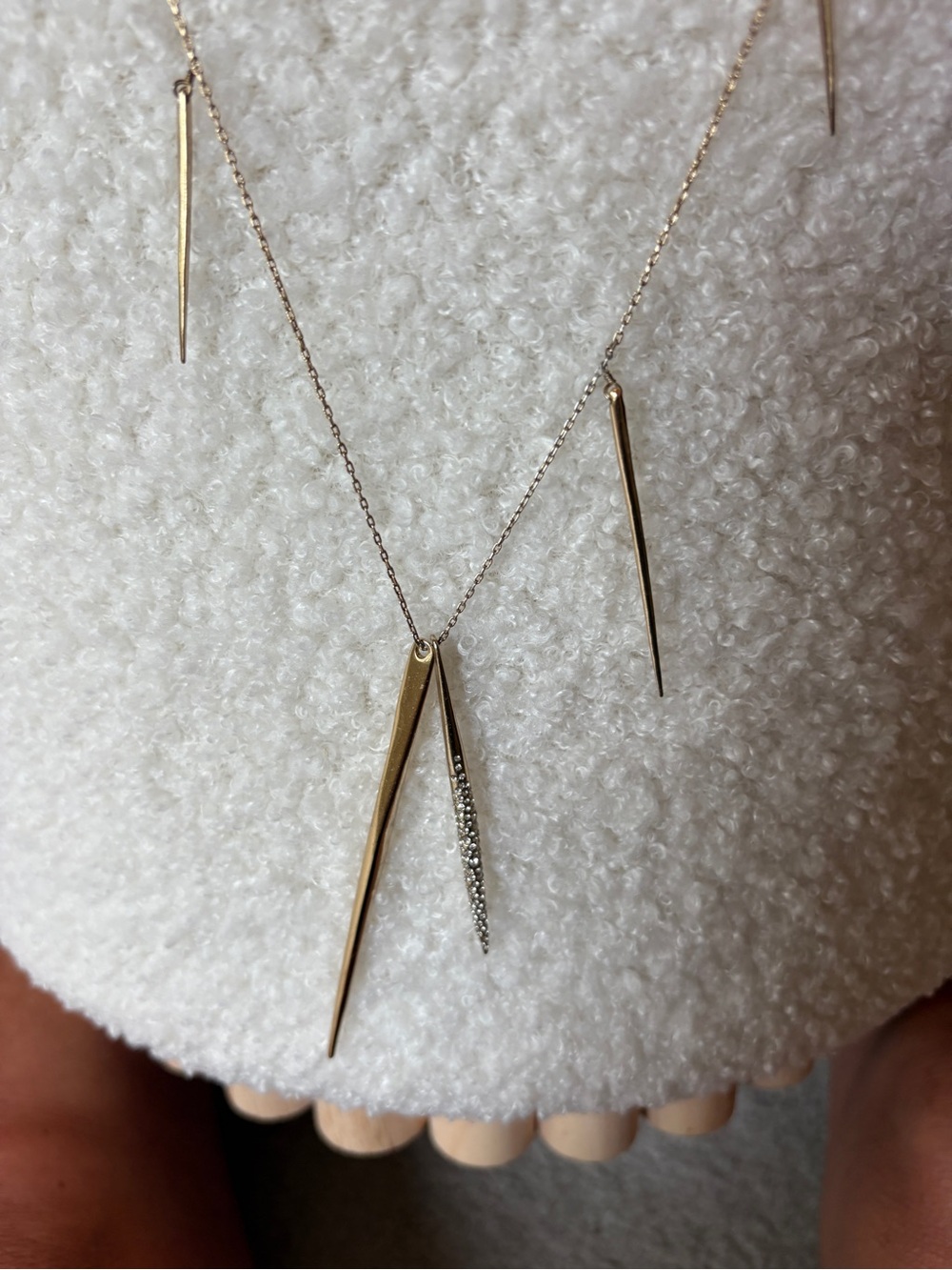 Alexis Bittar Gold Spear Pendant Necklace with Pavé Accent